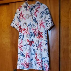 Chico's 100% Linen Floral Popover Shirt Dress